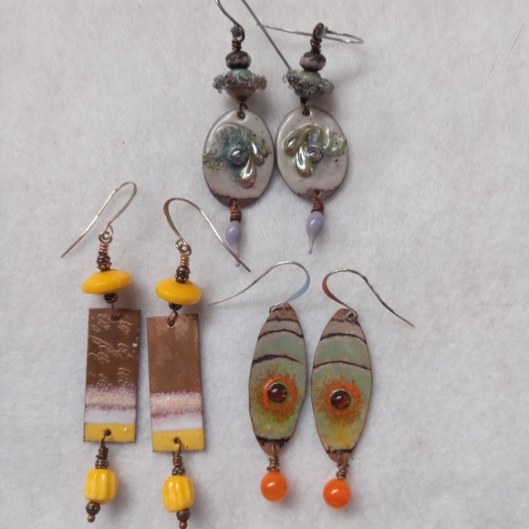 Enameled Copper Earrings - Picture 3 of 6